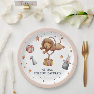 Whimsical Circus Lion Kids Birthday Party Paper Plate