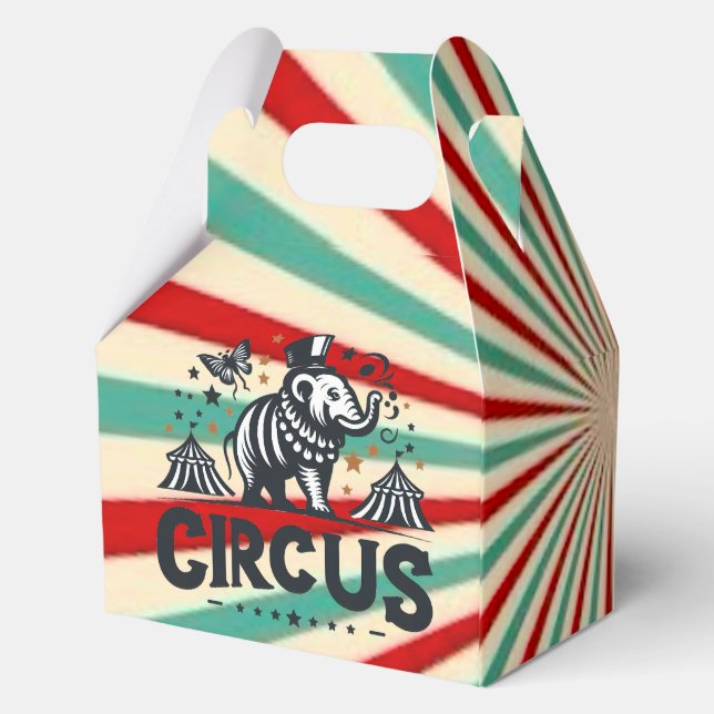 Whimsical Circus Sunburst Kids Birthday Party Favor Box (Back)