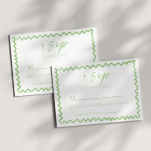 Whimsical Citrus Green Wavy Border Wedding RSVP Card