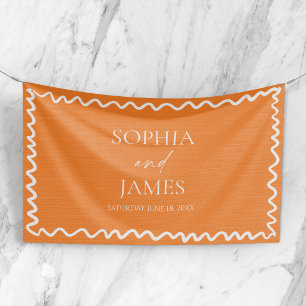 Whimsical Citrus Orange Wavy Border Wedding Banner