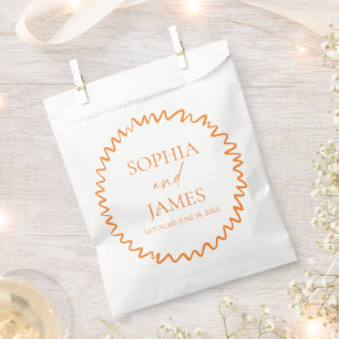 Whimsical Citrus Orange Wavy Border Wedding Favour Bag