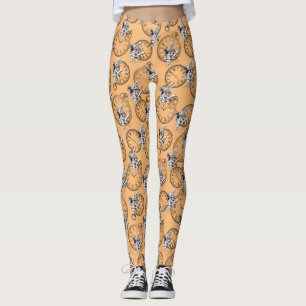 Whimsical Clock & Alice in wonderland white rabbit Leggings