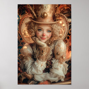 Whimsical Clockwork Harlequin Art Poster