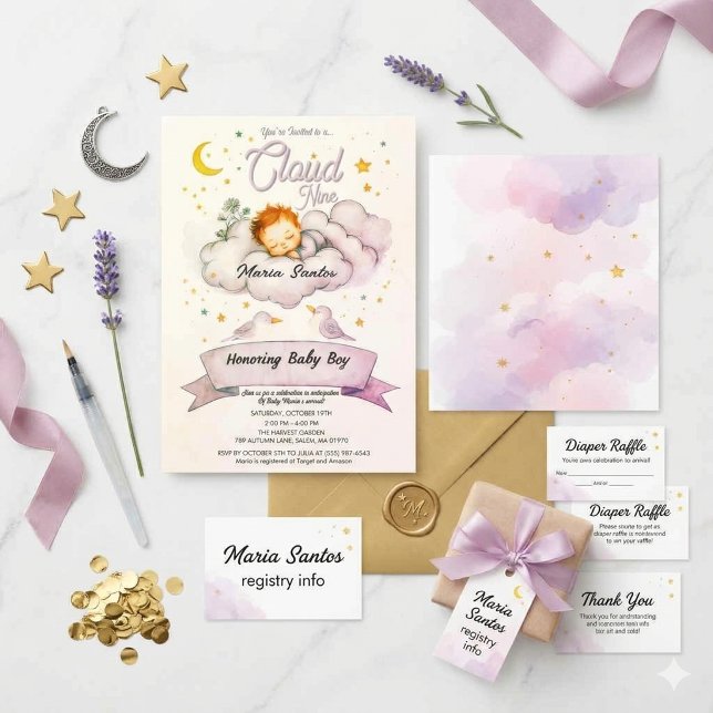 Whimsical Cloud Nine Baby Shower Invitation (Creator Uploaded)