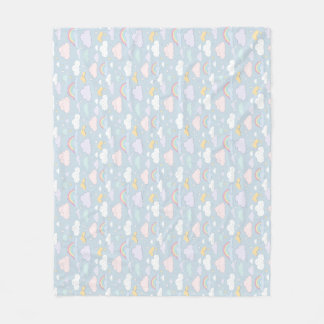 Whimsical Clouds and Rainbows Fleece Blanket