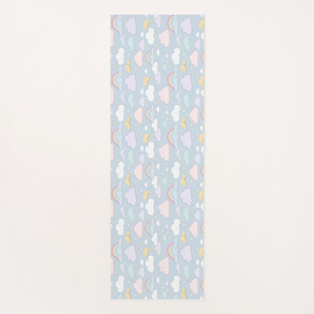 Whimsical Clouds and Rainbows Yoga Mat (Front)