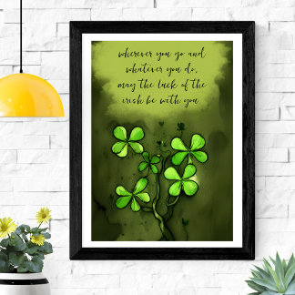 Whimsical Clovers with Luck of the Irish Saying Poster