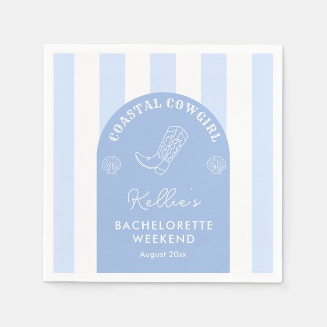 Whimsical Coastal Cowgirl Bachelorette Party Napkin (Front)