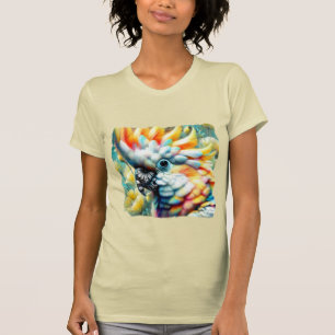 Whimsical Cockatoo Bird Yellow Poppies Floral T-Shirt