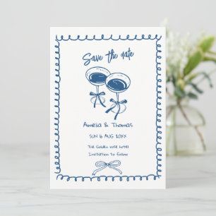 whimsical cocktail doodle save the date invitation