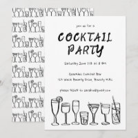 Whimsical Cocktail Drinks Custom Birthday Party BW