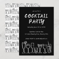 Whimsical Cocktail Drinks Custom Birthday Party BW