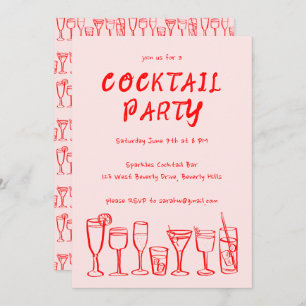 Whimsical Cocktail Drinks Custom Birthday Party Invitation