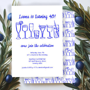 Whimsical Cocktail Drinks Custom Birthday Party Invitation