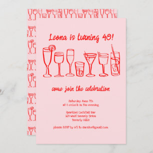 Whimsical Cocktail Drinks Custom Birthday Party Invitation
