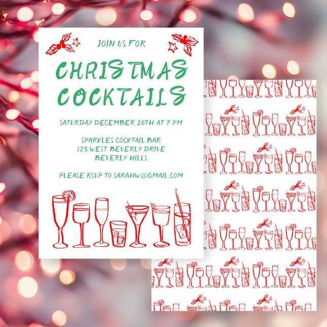 Whimsical Cocktail Drinks Custom Holiday Party Invitation (Whimsical Cocktail Drinks Custom Holiday Party Invitation
)