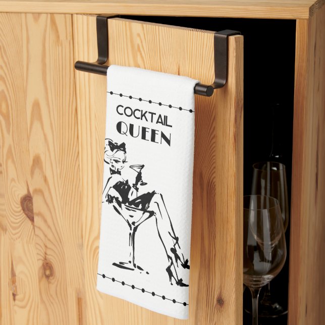 Whimsical Cocktail Queen  for Glam Entertertaining Kitchen Towel (Thirds Fold)