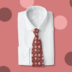Whimsical Cocoa Mug Pattern Holiday Neck Tie