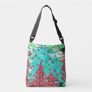 Whimsical Colorful Christmas Trees Crossbody Bag