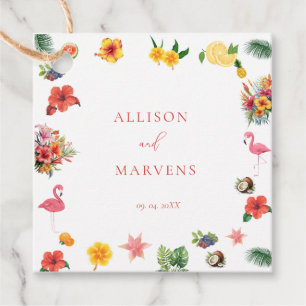 Whimsical Colorful Fun Tropical Flamingle Wedding Favour Tags