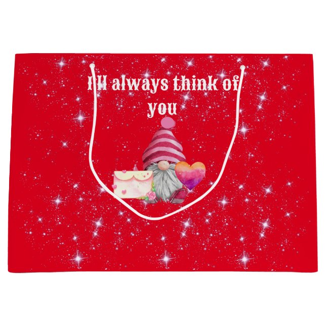 Whimsical Colorful Gnome in Love Large Gift Bag (Front)