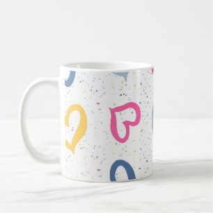 Whimsical Colorful Hearts & Speckled Coffee Mug