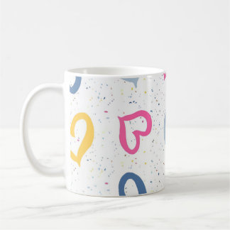 Whimsical Colorful Hearts & Speckled Coffee Mug