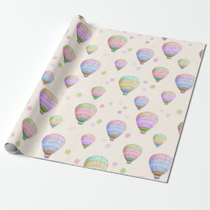 Whimsical colorful hot air balloons fun pattern wrapping paper