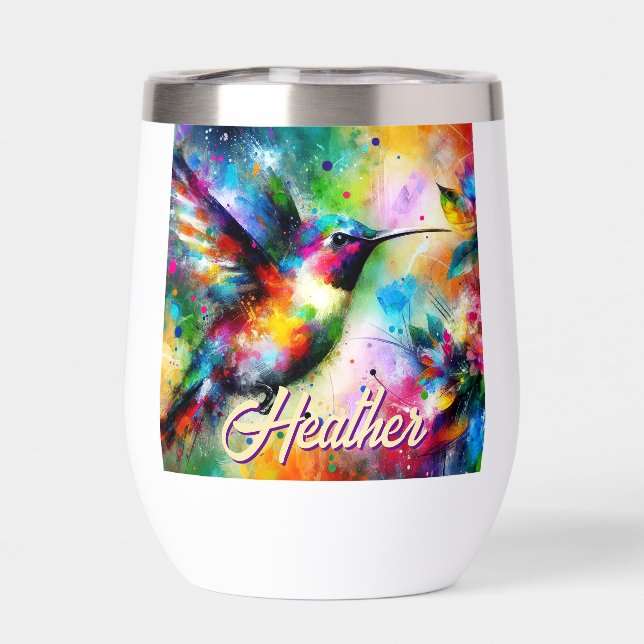 Whimsical Colorful Hummingbird Bird Personnalisé (Arrière)
