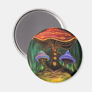 Whimsical Colorful Mushroom Cottagecore Charm Magnet