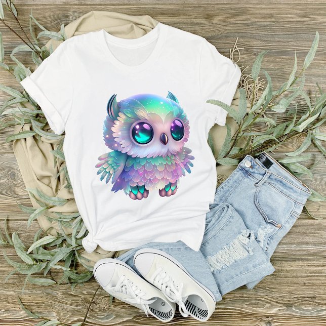 Whimsical Colorful Owl with Large Sparkling Eyes T-Shirt (Creator Uploaded)