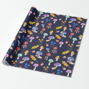 Whimsical Colourful Autumn Mushrooms Wrapping Paper
