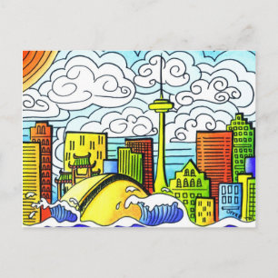 Whimsical, Colourful, Beautiful Toronto Skyline Postcard