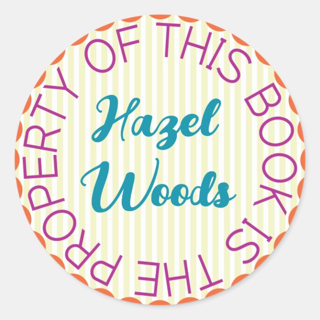 Whimsical, Colourful, Bold Bookplate Sticker (Front)