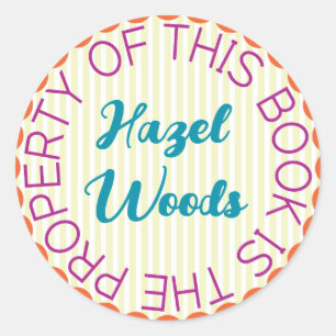 Whimsical, Colourful, Bold Bookplate Sticker