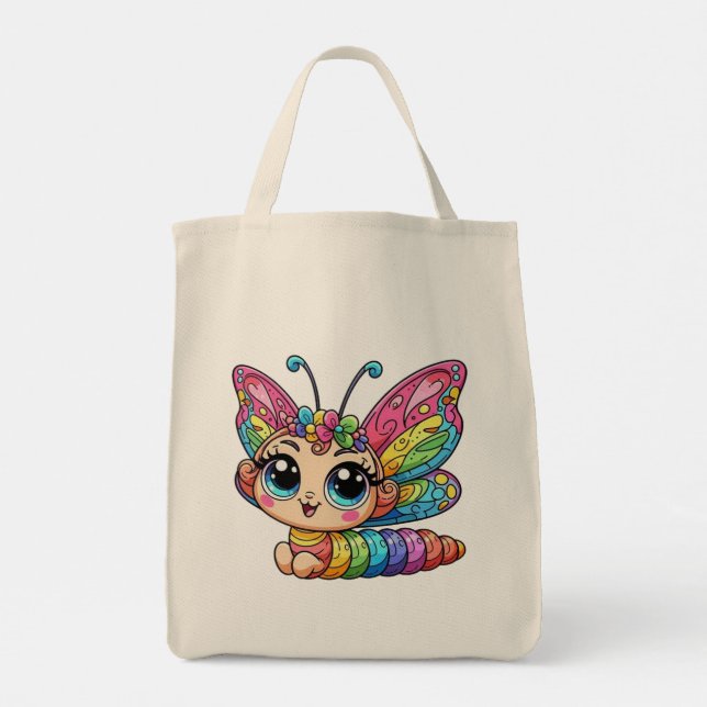 🦋Whimsical Colourful Butterfly Larva Kids Tote Ba Bag (Back)