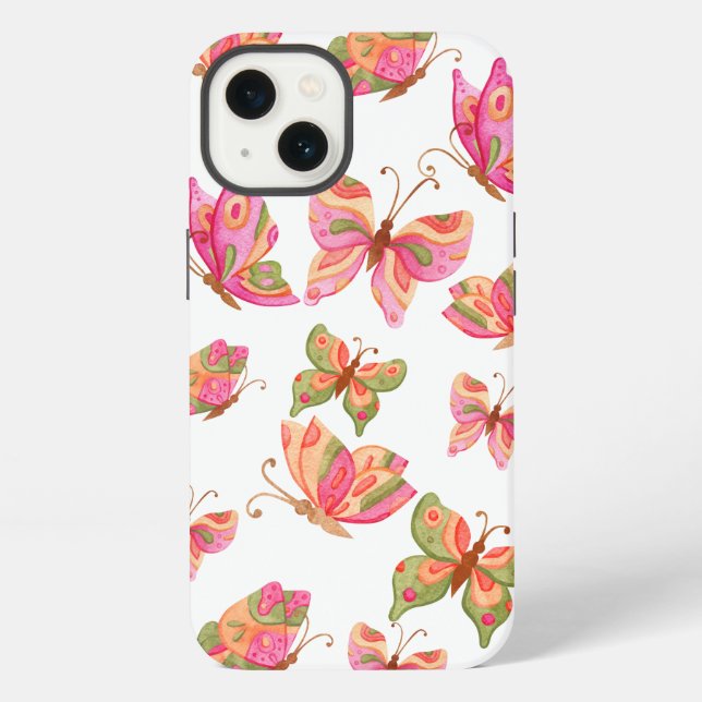 'Whimsical Colourful Butterfly' Pattern iPhone 13  Case (Back)