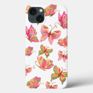 'Whimsical Colourful Butterfly' Pattern iPhone 13 Case