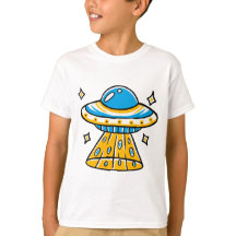 Whimsical Colourful Cartoon Space UFO