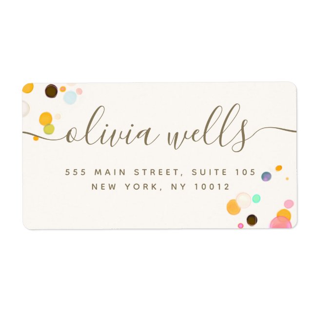 Whimsical Colourful Confetti Signature Script  Lab (Front)