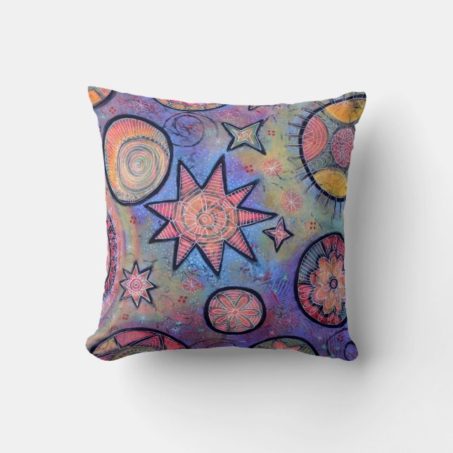 Whimsical Colourful Cosmic Pillow (Front)