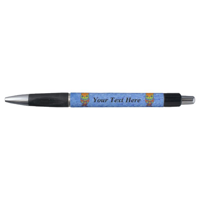 Whimsical Colourful Fantasy Owl Pen (Front)