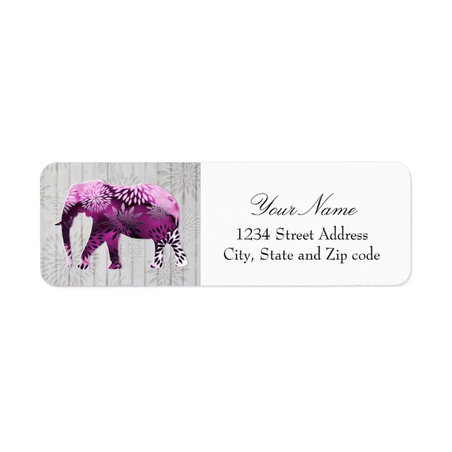 Whimsical Colourful Floral Elephant on Wood Design (Front)