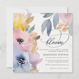 Whimsical Colourful Floral Love Bloom Bridal Showe Invitation