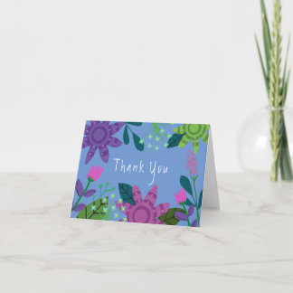 Whimsical Colourful Floral  Thank You Card