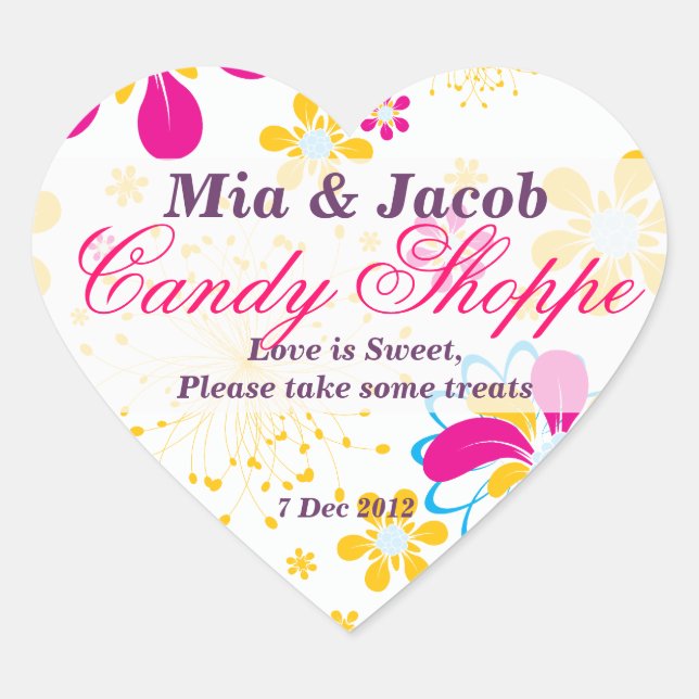 Whimsical Colourful flower Candy Shoppe Sticker (Front)