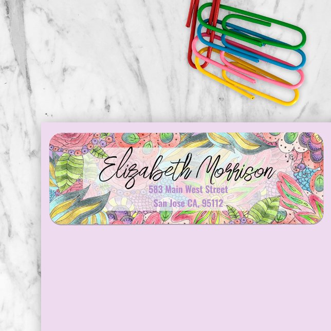 Whimsical Colourful Flowers Return Address (Creator Uploaded)
