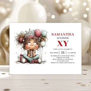 Whimsical Colourful Girl Birthday invitation