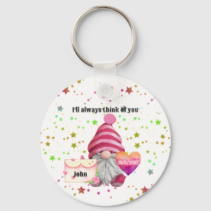 Whimsical Colourful Gnome in Love Keychain