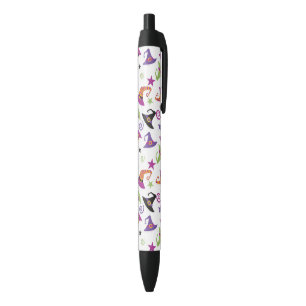 Whimsical Colourful Halloween Witches hats Black Ink Pen